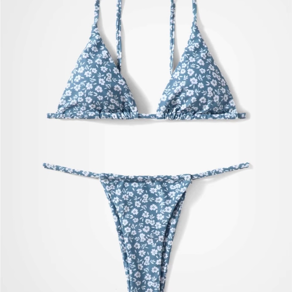 SHEIN Floral Print Blue Bikini